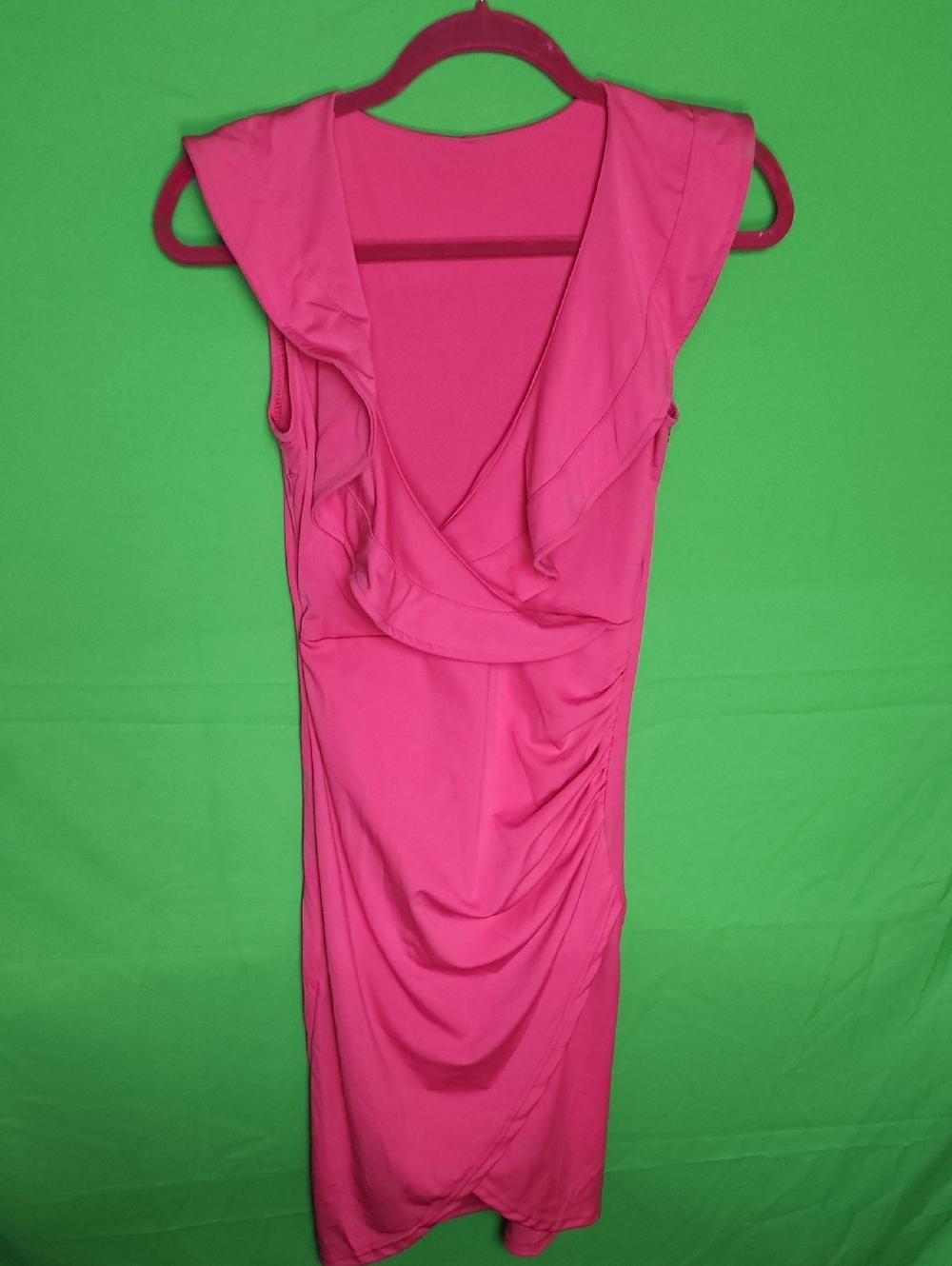 Women's Pink Ruffle Front Dress